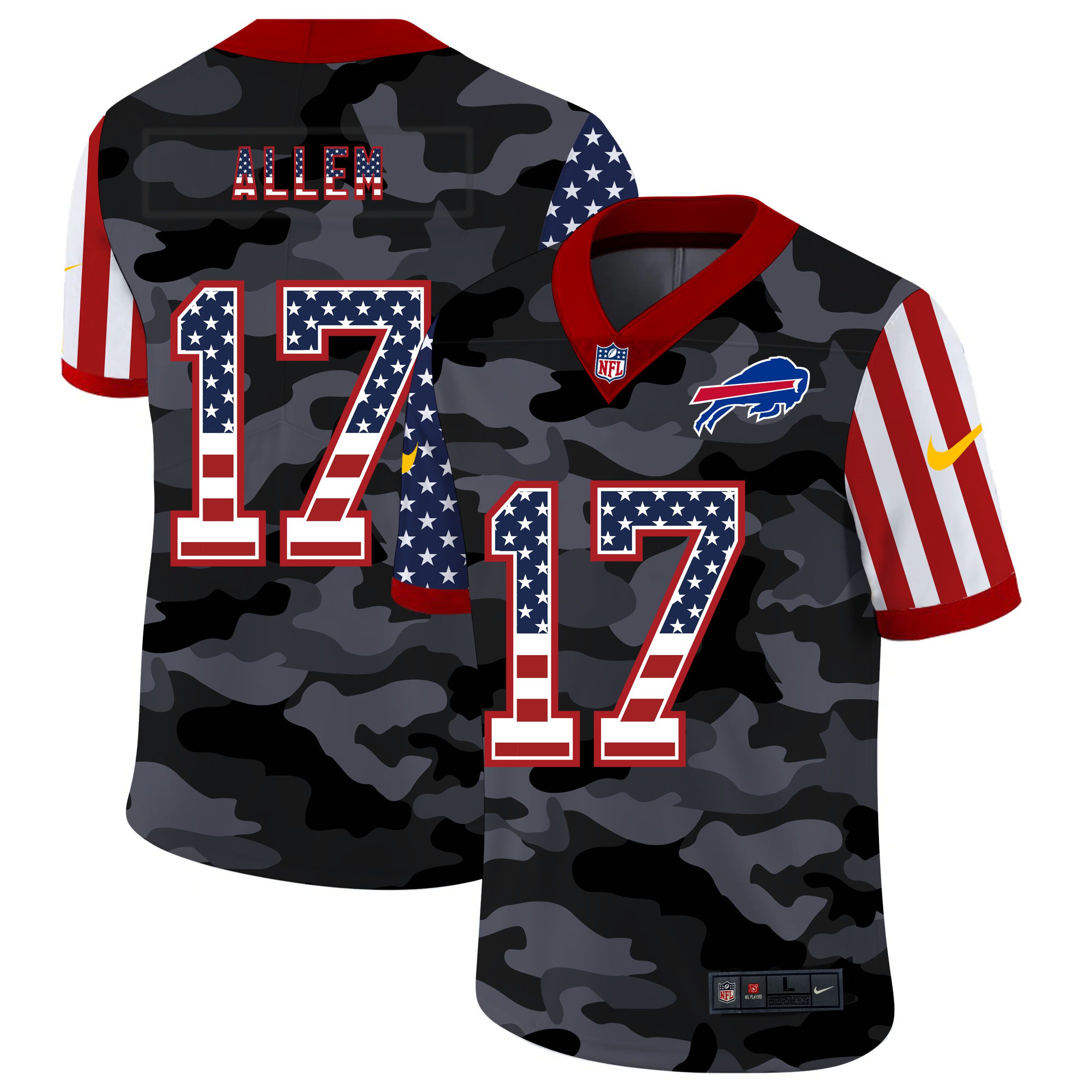 Men Buffalo Bills #17 Allen 2020 Nike Camo USA Salute to Service Limited NFL Jerseys